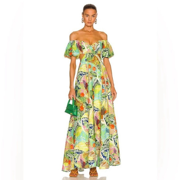 STAUD Dresses & Skirts - STAUD Coliseum size 10 Off Shoulder Linen Island Vacation Maxi Dress